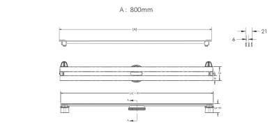 Желоб BERGES водосток SUPER Slim 800, хром глянец, S-сифон D50 H60 боковой