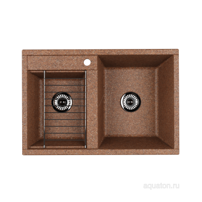Мойка для кухни из литого мрамора Aquaton Делия 78 DBL 2 чаши терракотовый