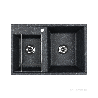 Мойка для кухни из литого мрамора Aquaton Делия 78 DBL 2 чаши графит