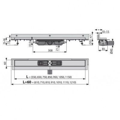 Водоотводящий желоб AlcaPlast APZ104-950 Flexible Low
