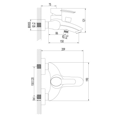 Смеситель для ванны Lemark Atlantiss LM3202C