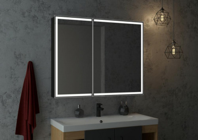 Зеркало-шкаф Континент Mirror Box Black Led 1000х800