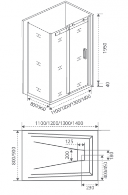 Душевой уголок GOOD DOOR GALAXY WTW-140-C-CH+SP-90 -C-CH